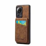 For Xiaomi 13 Lite Fierre Shann Crazy Horse Card Holder Back Cover PU Phone Case(Brown)