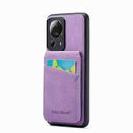 For Xiaomi 13 Lite Fierre Shann Crazy Horse Card Holder Back Cover PU Phone Case(Purple)