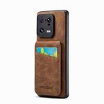 For Xiaomi 13 Pro Fierre Shann Crazy Horse Card Holder Back Cover PU Phone Case(Brown)