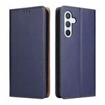 For Samsung Galaxy S23 FE 5G Fierre Shann PU Genuine Leather Texture Leather Phone Case(Blue)