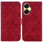For Realme C55 Double 8-shaped Embossed Leather Phone Case(Red)