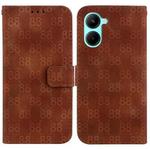 For Realme C33 Double 8-shaped Embossed Leather Phone Case(Brown)