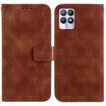 For Realme 8i Double 8-shaped Embossed Leather Phone Case(Brown)