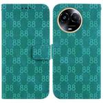 For Realme 11 5G Global Double 8-shaped Embossed Leather Phone Case(Green)