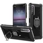 For Sony Xperia 1 II Carbon Fiber Protective Case with 360 Degree Rotating Ring Holder(Black)