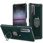 For Sony Xperia 1 II Carbon Fiber Protective Case with 360 Degree Rotating Ring Holder(Green)