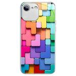 For iPhone SE 2022 / SE 2020 / 8 Colorful Toy Bricks Pattern Shockproof Glass Phone Case(Silver)