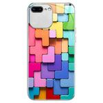 For iPhone 8 Plus / 7 Plus Colorful Toy Bricks Pattern Shockproof Glass Phone Case(Silver)