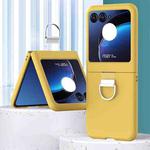 For Motorola Razr 40 Ultra Skin Feel Silicone Foldable Phone Case with Ring(Yellow)