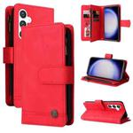 For Samsung Galaxy S23 FE 5G Skin Feel Multi-Card Wallet Zipper Leather Phone Case(Red)