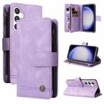 For Samsung Galaxy S23 FE 5G Skin Feel Multi-Card Wallet Zipper Leather Phone Case(Purple)