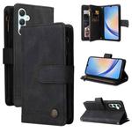 For Samsung Galaxy A34 5G Skin Feel Multi-Card Wallet Zipper Leather Phone Case(Black)