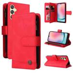 For Samsung Galaxy A24 4G / 5G / A25 5G Skin Feel Multi-Card Wallet Zipper Leather Phone Case(Red)