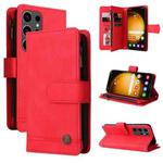 For Samsung Galaxy S24 Ultra Skin Feel Multi-Card Wallet Zipper Leather Phone Case(Red)