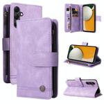 For Samsung Galaxy A15 Skin Feel Multi-Card Wallet Zipper Leather Phone Case(Purple)