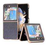 For Samsung Galaxy Z Flip5 Nano Plating Glitter PU Phone Case(Black)