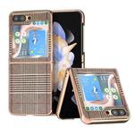 For Samsung Galaxy Z Flip5 Nano Plating Glitter PU Phone Case(Houndstooth)