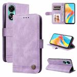 For OPPO A78 4G Skin Feel Life Tree Metal Button Leather Phone Case(Purple)