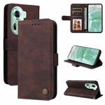 For  OPPO Reno11 5G Global Skin Feel Life Tree Metal Button Leather Phone Case(Brown)