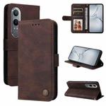 For OPPO K12x Skin Feel Life Tree Metal Button Leather Phone Case(Brown)