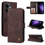 For OPPO Reno13 F 4G / 5G Skin Feel Life Tree Metal Button Leather Phone Case(Brown)
