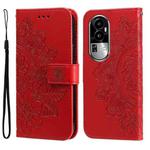 For OPPO Reno10 5G / Reno10 Pro 5G Global Seven-petal Flowers Embossing Leather Phone Case(Red)