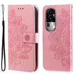 For OPPO Reno10 5G / Reno10 Pro 5G Global 7-petal Flowers Embossing Leather Phone Case(Rose Gold)