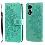 For OPPO A78 4G 7-petal Flowers Embossing Leather Phone Case(Green)