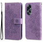 For OPPO A58 4G 7-petal Flowers Embossing Leather Phone Case(Light Purple)