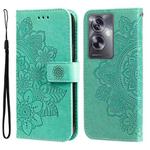 For OPPO A79 5G Seven-petal Flowers Embossing Leather Phone Case(Green)