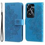 For OPPO A59 5G / A2m Seven-petal Flowers Embossing Leather Phone Case(Blue)