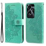 For OPPO A59 5G / A2m 7-petal Flowers Embossing Leather Phone Case(Green)