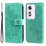 For OPPO Reno11 F Global / F25 Pro Global 7-petal Flowers Embossing Leather Phone Case(Green)