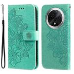 For OPPO A3 Pro 5G Seven-petal Flowers Embossing Leather Phone Case(Green)