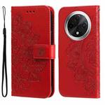 For OPPO A3 Pro 5G 7-petal Flowers Embossing Leather Phone Case(Red)