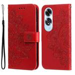 For OPPO A60 4G Global Seven-petal Flowers Embossing Leather Phone Case(Red)