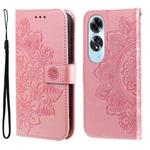 For OPPO A60 4G Global 7-petal Flowers Embossing Leather Phone Case(Rose Gold)
