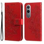 For OPPO K12x Seven-petal Flowers Embossing Leather Phone Case(Red)