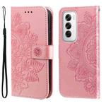 For OPPO Reno12 5G Global Seven-petal Flowers Embossing Leather Phone Case(Rose Gold)