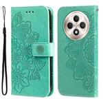 For OPPO Reno12 F 5G Global Seven-petal Flowers Embossing Leather Phone Case(Green)