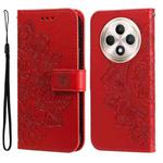 For OPPO Reno12 F 5G Global Seven-petal Flowers Embossing Leather Phone Case(Red)