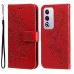 For OPPO A3 Pro 5G Global / India Seven-petal Flowers Embossing Leather Phone Case(Red)