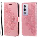 For OPPO A3 Pro 5G Global / India Seven-petal Flowers Embossing Leather Phone Case(Rose Gold)