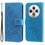 For OPPO Reno12 F 4G Seven-petal Flowers Embossing Leather Phone Case(Blue)