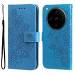 For OPPO Find X8 Pro Seven-petal Flowers Embossing Leather Phone Case(Blue)