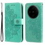 For OPPO Find X8 Pro Seven-petal Flowers Embossing Leather Phone Case(Green)