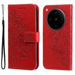 For OPPO Find X8 Pro Seven-petal Flowers Embossing Leather Phone Case(Red)