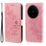 For OPPO Find X8 Pro Seven-petal Flowers Embossing Leather Phone Case(Rose Gold)