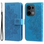 For OPPO Reno13 Global Seven-petal Flowers Embossing Leather Phone Case(Blue)