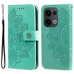 For OPPO Reno13 Global Seven-petal Flowers Embossing Leather Phone Case(Green)